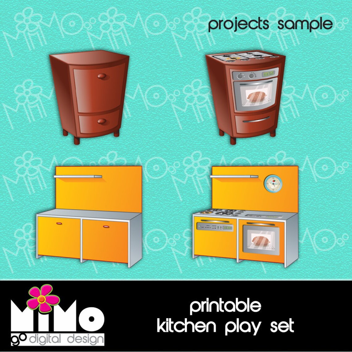 DIGITAL DOWNLOAD Set of printable images Toy kitchen 15 | Etsy