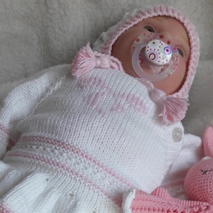 Knitted baby  white clothes  newborn girl. Cotton baby set. First outfit. Clothing for reborn. Set of 3 units. gift baby.