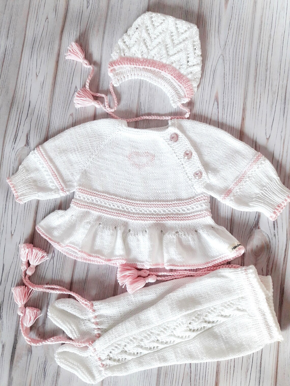 Knitted Baby White Clothes Newborn Girl. Cotton Baby Set. Etsy UK