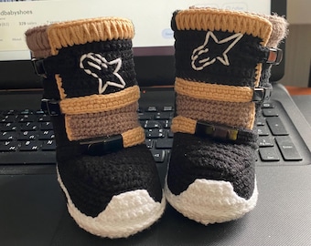 Crochet Baby Motocross Boots, Newborn Biker Booties, Handmade Motorcycle Baby Shoes, Biker Baby Shower Gift