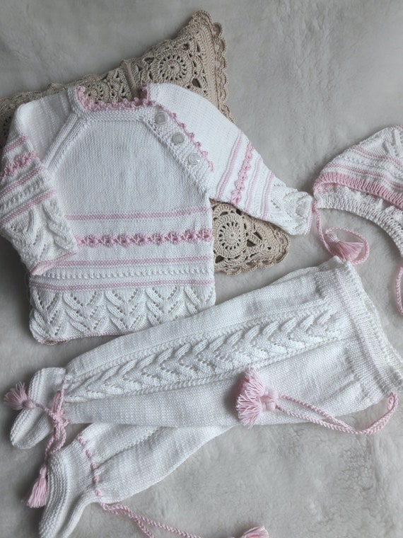 white knit baby boy outfit
