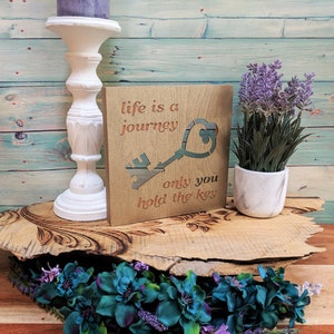 Wood Canvas Wall Art Decor- Life is a Journey Only You Hold the Key