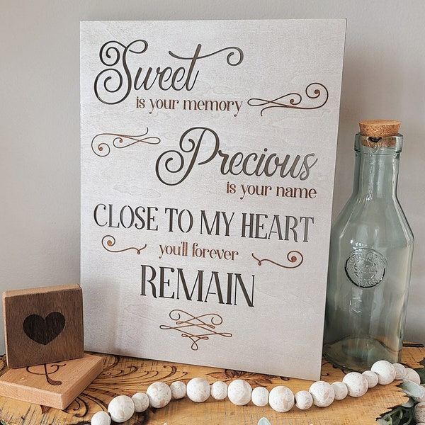 Wood Canvas Wall Art Decor- Sweet Is Your Memory Precious Is Your Name