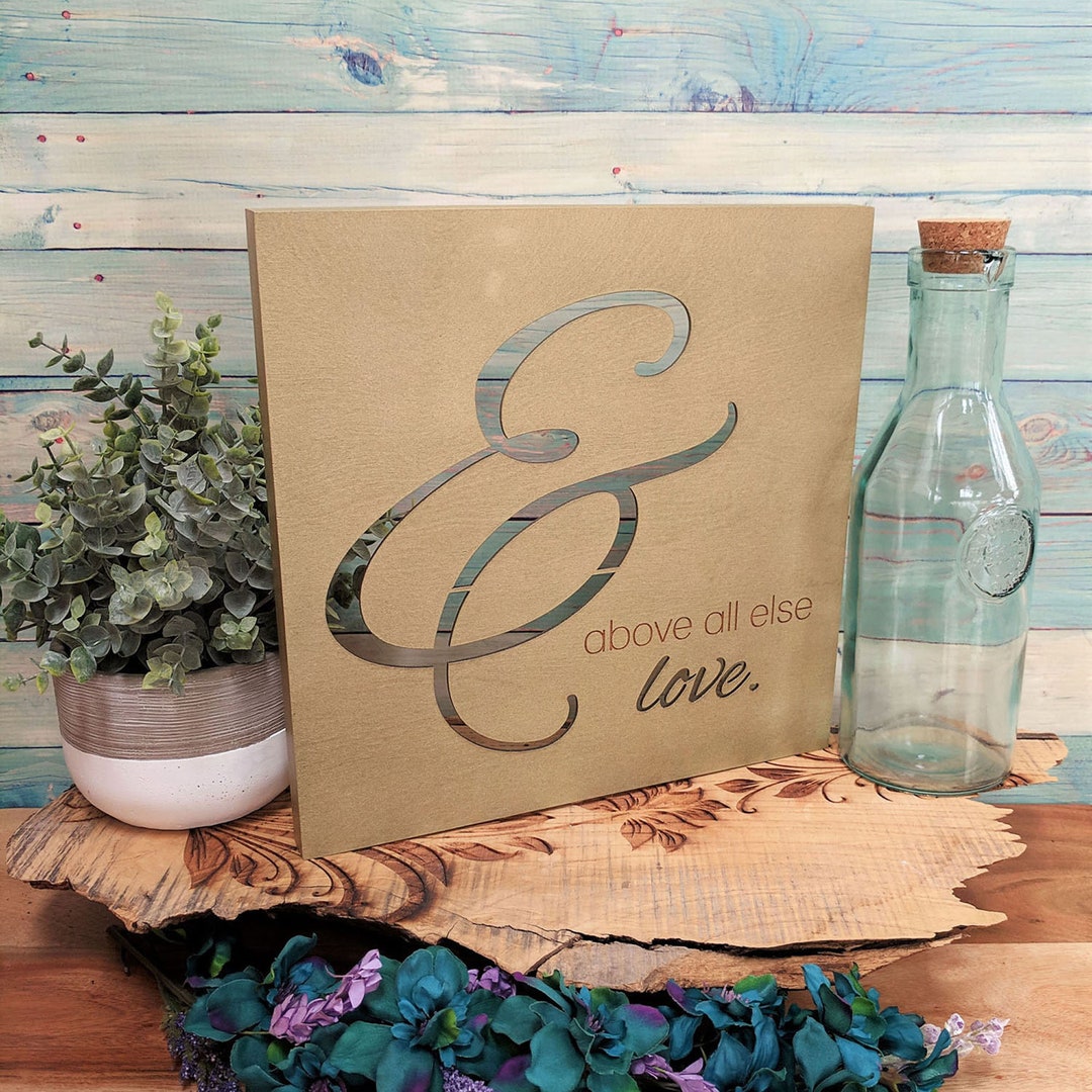 Wood Canvas Wall Art Decor and Above All Else Love Etsy