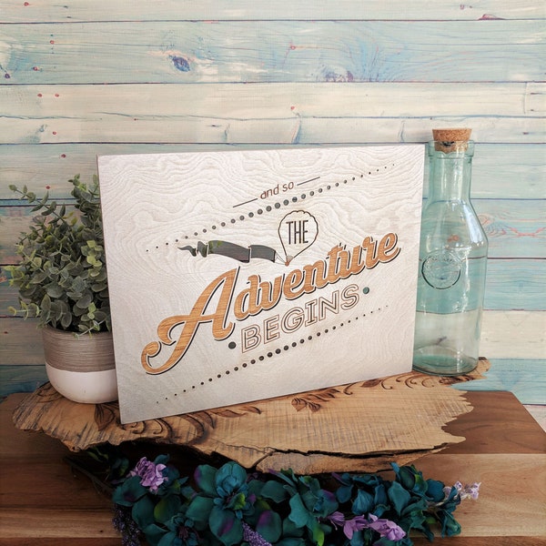 Wood Canvas Wall Art Decor- And So The Adventure Begins