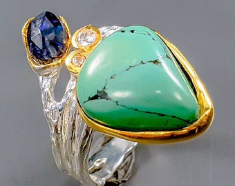 Extravaganter Designer Silber Ring - 925er Silber- Türkis - Opal - RG: 17,5 - 55