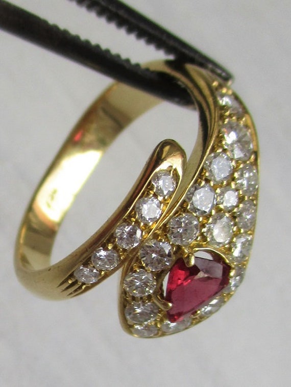 Gorgeous Snake Gold Ring 750Gold - 0.84ct Brillia… - image 5