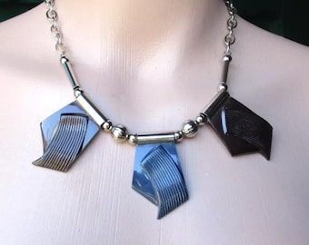 Collier Art Déco Vintage Jakob Bengel Années 1930 - Galalithe Rouge Orangé & Laiton - État Très Correct