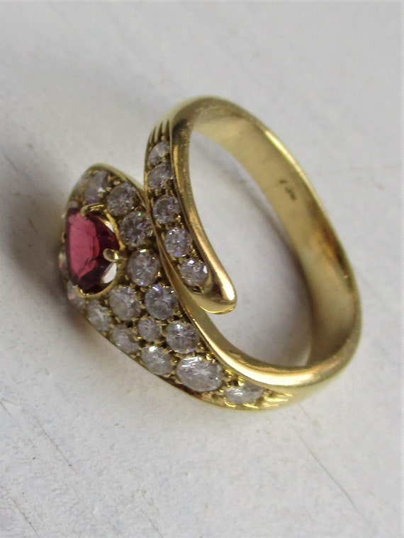 Gorgeous Snake Gold Ring 750Gold - 0.84ct Brillia… - image 8