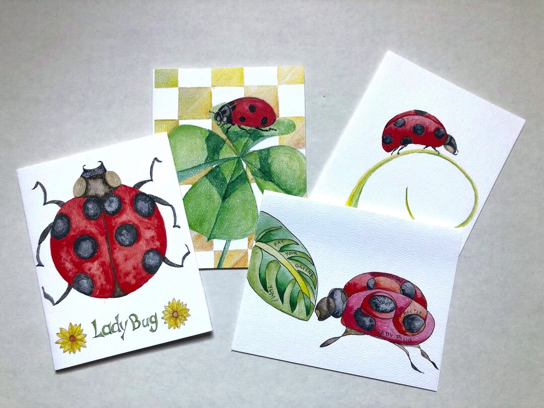 Watercolor Notecards, Ladybugs, Blank Inside, Notecard Sets - Etsy