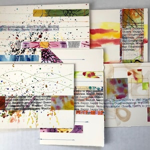 Greeting Card, Celebrate, Cheers, Congratulations, handmade, unique, mixed-media, collage, watercolor, machine stitched, watercolor