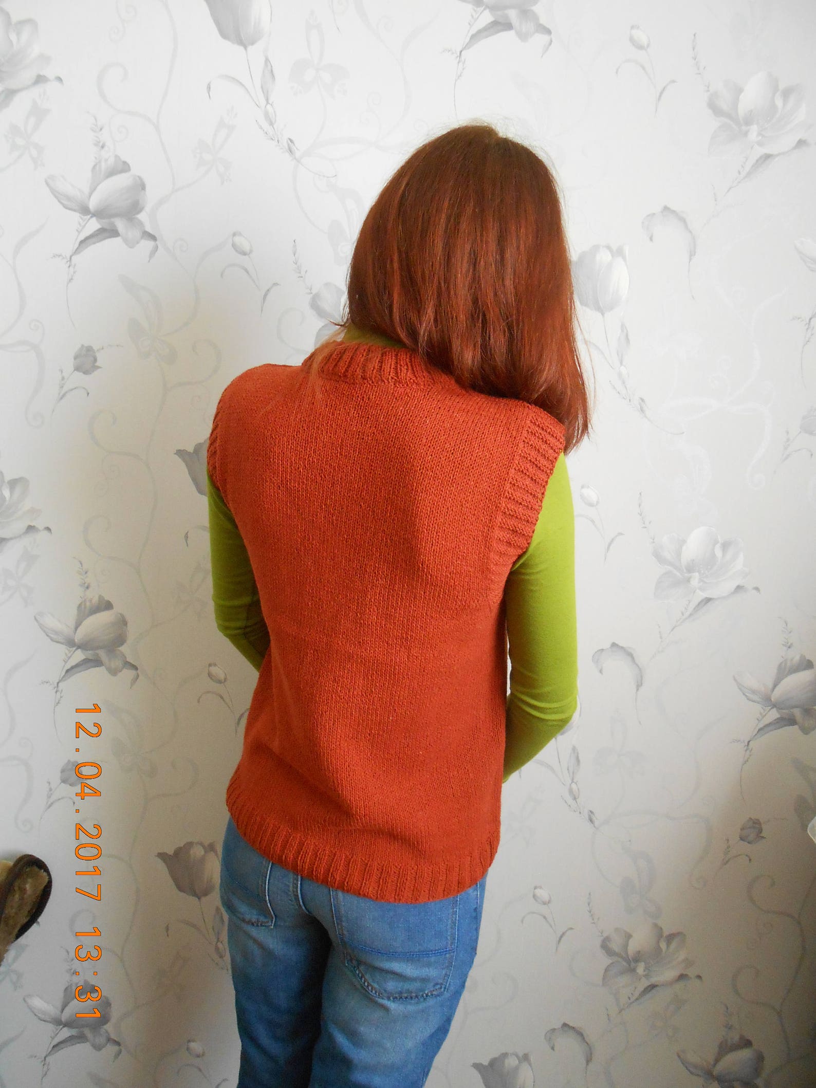 Orange Women's Vest With Vneck Cotton Knitted Vest Etsy