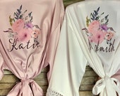 Personalization INCLUDED, Bridesmaid Gift, SilkBridesmaids Robes, Floral Bridesmaid Robe, Bridal Robe, Bridesmaid Proposal, Bride Robe