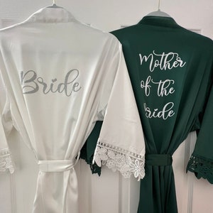 Hunter Green Bridesmaid Robes, Bridesmaid Dressing Gowns, Wedding Party Robes, Silky Personalized Bridesmaids Robes, Green Robes