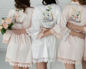 Luxurious Custom Robes, Bridesmaid Gift, Satin Bridesmaids Robes, Floral Bridesmaid Robe, Bridal Robe, Bridesmaid Proposal, Bride Robe