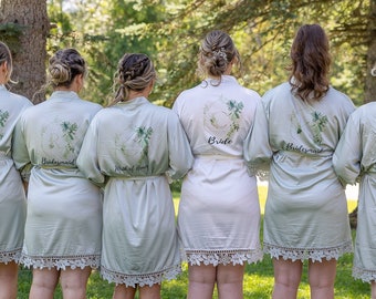 Bridesmaid Robes, Bridal Party Robes, Customized Greenery Robes, Tropical Wedding Robes, Boho Wedding Robes