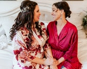 Bridesmaid Robes -Floral Silk Robes -Getting Ready Robes -Bridal Party Robes -Kimono Robes- Bridesmaid Gift- Gifts for Bridesmaids - Wedding