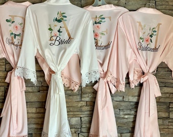 Set of 10 Customized Bridesmaid Robes, Bridesmaid Gift, Floral Bridesmaid Robe, Bridal Robe, Bridesmaid Proposal