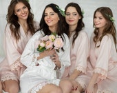 Bridesmaid Getting Ready Outfit Satin Lace Robes, Bridesmaid Gifts, Bridal Robes, Personalized Gift for Bridesmaid, Bridal Party Robes