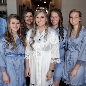 Dusty Blue Bridesmaid Robes, Silky Satin Bridesmaid Robes, Bridal Robe, Bridesmaids Gifts, Wedding Bridesmaid Gift