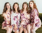 Set of 9 Bridesmaid Robes, Floral Robe, Wedding Gifts, Set of Satin Robes with Floral, Bridal Party Robes, Wedding Robes, Bridesmaid Gift