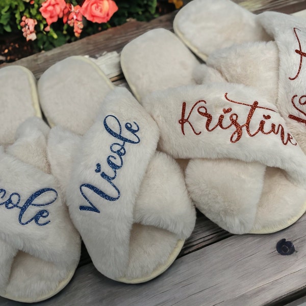 Custom GIFT for Her, Personalized Gift for Her, Custom Slippers, Personalized Fluffy Slippers, Gift for Her, Mothers Day Gift