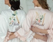 Customization Included-Bridesmaid Robes-Bridesmaid Gift-Custom Wedding Robe-Gift for Bride-Lace Robe-Bridal Robe - Personalized Robe