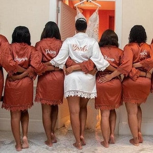 SALE! Burnt Orange Bridesmaid Robes, Rust Color Bridesmaid Robes, Cinnamon Silky Bridesmaid Robes, Personalized Robe