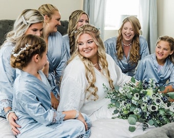 Dusty Blue Bridesmaid Robes, Bridesmaids Gifts, Bridesmaid Robe, Bridal Party Robes, Wedding robes