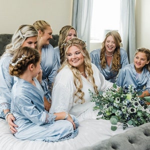 Steel blue bridesmaid robes shop
