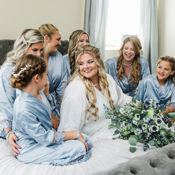 Dusty Blue Bridesmaid Robes, Bridesmaids Gifts, Bridesmaid Robe, Bridal Party Robes, Wedding robes