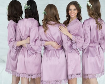 Silk Lace Bridesmaid Robes, Gift for Bridesmaid, Bridesmaid Gifts, Bridal Robes, Bridal Party Robes, Bridesmaid Proposal