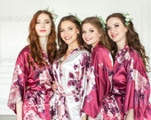Sale Silk Bridesmaid Robes - Bridesmaid Gifts - Floral Robe - Getting Ready Robes - Bridal Party Gift - Kimono Robe - Bridesmaid Robes Set