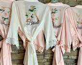 Customization INCLUDED, Bridesmaid Gift, Lace Trim Satin Bridesmaids Robes, Wedding Favors, Bridesmaid Proposal, Bride Robe, Wedding Gift