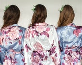 Set of 6 Bridesmaid Robes, Floral Robe, Wedding Gifts, Set of Satin Robes with Floral, Bridal Party Robes, Wedding Robes, Bridesmaid Gift