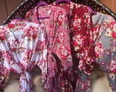 Set of 4 Bridesmaid Robes, Bridesmaid Gift, Cotton Bridesmaids Robes, Kimono Robes, Bridal Party Robes, Wedding Robe, Floral Bridesmaid Robe