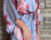NEW DESIGN Floral Bridesmaid Robes Set, Bridesmaid Gift, Silk Robes, Bridal Robe, Getting Ready Outfit, Kimono Robes, Satin Robes
