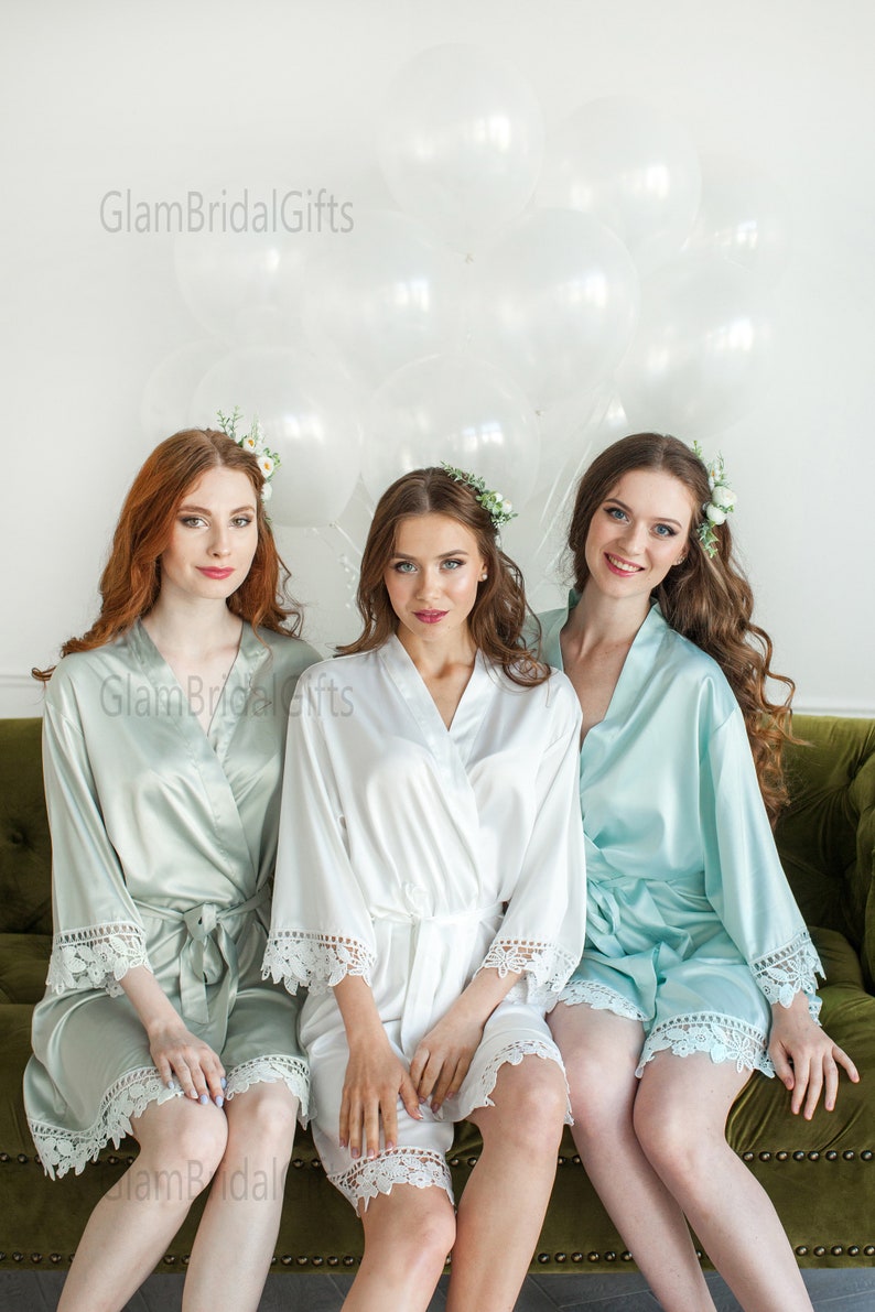 Silk Bridesmaid Robes Gift for Bridesmaid Satin Lace Robes Etsy