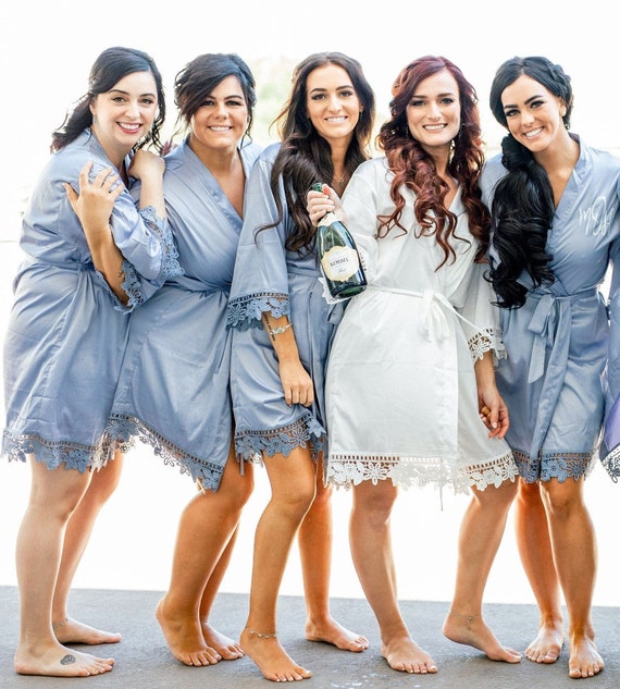 Blue bridesmaid robes clearance