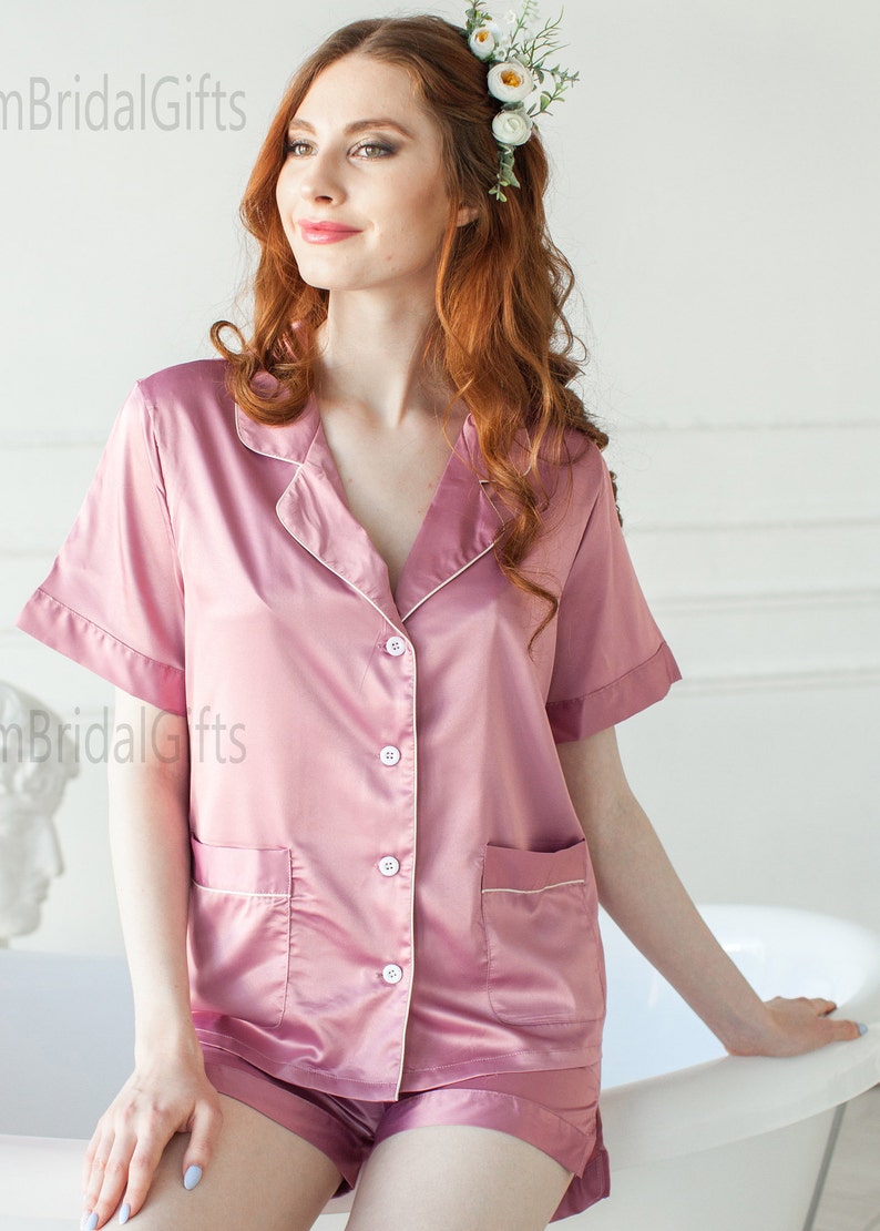 Luxurious Satin Bridesmaids Pajama Sets Perfect for Bridal Etsy