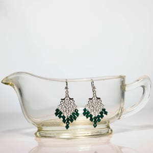 Emerald Chandelier Silver Earrings -Emerald Crystals -May Birthstone Earrings -Silver Earrings -Chandelier Earrings -Gift for Her -Handmade