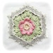 Wild Rose Cottage Potholder, Crocheted Floral Potholder, Shabby Chic Kitchen Decor, Crochet Beige Linen Pot Holder