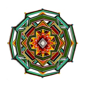 Yoga Mandala in Ethnic Style, Geometric 3D Wall Art Ojo De Dios, Colorful Spiritual Art. Gift from Art Heil Studio MariRich. unique