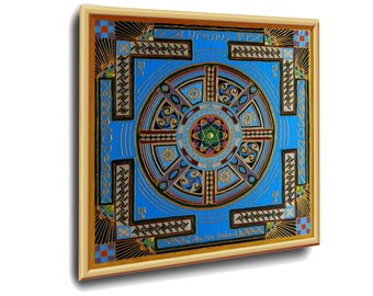 Uranus Yantra, Acryl Himmelsmalerei, Galaxie Wandkunst (40x40 cm), personalisierte Tierkreis Geschenk für Wassermann. Unikat von MariRich