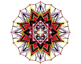 Mikrokosmos Garn Mandala: Ojo de Dios Galaxie Wandkunst, Symbol der Harmonie. Personalisierter MariRich Geschenk für ganze Familie. Unikat