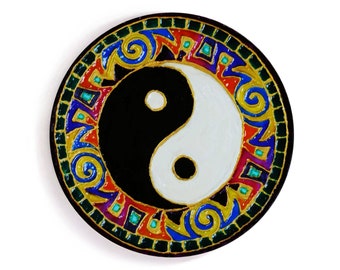 Yin Yang Mandala als Symbol innere und äußere Harmonie. Meditation, Reiki Heilung, moderne Wandkunst, Wicca Geschenk von ArtStudio MariRich