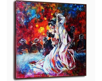 ORIGINAL Ölbild: Tango der Liebe, moderne figurative Wandkunst mit Temperament. Einzigartige Ölgemälde auf Leinwand 60x60cm  von MariRich
