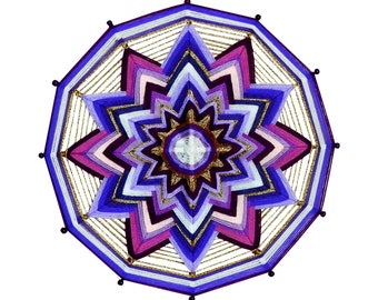 Kronenchakra Garn Mandala. Sahasrara Ojo De Dios für Meditation, Yoga Wanddeko. Personalisierte Geschenk von ArtHeilStudio MariRich. Unikat