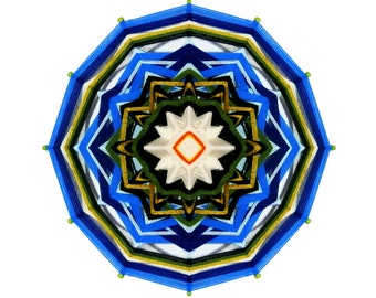 Seerose, Yoga Lotus Mandala, Geometrische Garn Wandbehänge. Ozean Ojo De Dios 3d bunte spirituelle Art. Geschenk von MariRich. Unikat