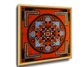 Mondknoten (Rahu) Yantra, Acryl Himmelsmalerei, Galaxie Wandkunst (40x40 cm), personalisierte Tierkreis Geschenk